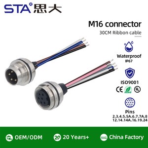 M16 Cable Connector Aviation Plug Front Rear Mount Locking Male Female Socket With 30cm Wire 2 3 4 5 6 7 8 12 14 16 19 24 Pin