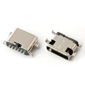 6Pin USB Type-C Female USB Connector SMD Sink Plate 1.2mm C Type Connector Usb C Connector