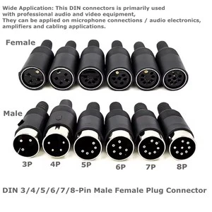 for Secure Audio and Video Connectivity DIY DIN 3pin 4pin 5pin 6pin 7pin 8pin Male Female Plug Connectors - Black Plastic Handle
