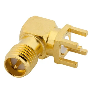 RF Coaxial Right Angle SMA Connector 20mm Female Through Hole PCB Mount Coaxial Connectors