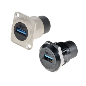 USB 3.0/2.0 D-type Round Data Network Extension Transmission Straight-Through Panel Mount Interface Female Connector 5V Copper