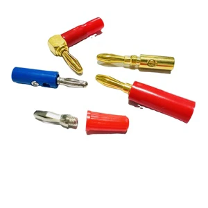 Wholesale Customized 4mm Banana Plug Connector Copper & Gold Plated No Soldering Required for Terminal Blocks Genre