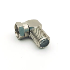 Nickel Plated Right Angle F Male to Female Coaxial Cable Connector for TV Antenna