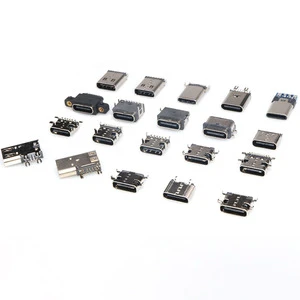 Free Sample 16-Pin Type-C Female PCB 16p Plug Smt Tipo C Vertical Usb-C 3.1 24Pin Charging Jack 5a 24 Pin Usb C Connector