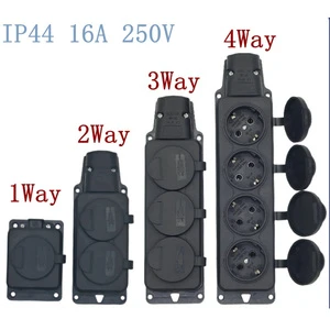 16A 250V Germany European 1/2/3/4 Way Industrial Socket Ip54 Industrial Rewireable Waterproof Plug Socket