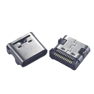 USB Type C Receptacle 24 Circuits Top Mount Gold Flash Plating Connector for PCB