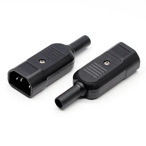 AC250V 10A 3 Pins Terminals Panel Mount IEC C14 Male + C13 Female Inline Adapter Plug Power Socket Connectors