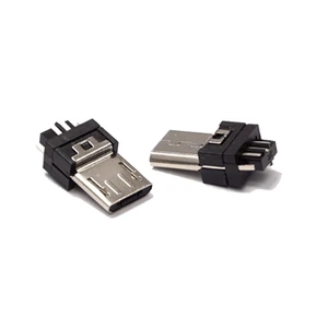 Micro USB 2.0 Type B Male Connector with Long 5-Pin Solder Tin Contact Finish Phosphor Bronze