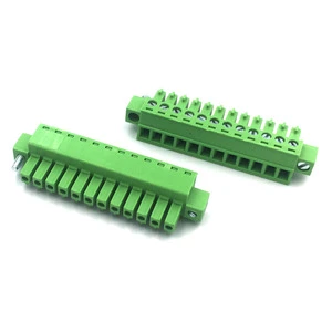 DEYCONN 3.81mm Pitch 12P Green PA66 Terminal Blocks Ear Pluggable Flathead Screw Terminals for PCB Push-in Connection Bagged