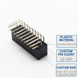 2.54mm Pitch Triple Row Right Angle Female Header 3-120P Pin Socket for Industrial PLC, Medical Devices & Backplane PCB