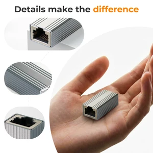 KINMAX FG01 Gigabit Ethernet Adapter RJ45 Female Port Aluminum Shell Support Cat5e/Cat6 Cable 100% Tested RoHS Compliant
