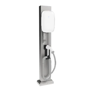 JH-Mech Single-Sided Charging Stations Column 54.84 in High Floor-mount Weather Resistant Silver Outdoor Steel Wallbox Stand