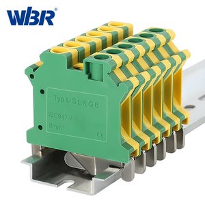 USLKG 6N Grounding DIN Rail Screw Terminal Block 6mm² (10 AWG) PE Connector
