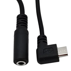15cm Micro USB Jack To 3.5mm Adapter Socket Audio Cable Braided Right Up Down Left Angle Micro USB To DC3.5 Male To Female Cable