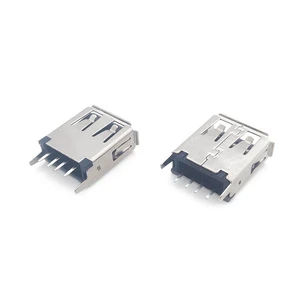 Coorle USB 2.0 Female Socket 180 Degrees Vertical 4-Pins Connector Black Plastic 1000V AC RMS for PCB/Charger