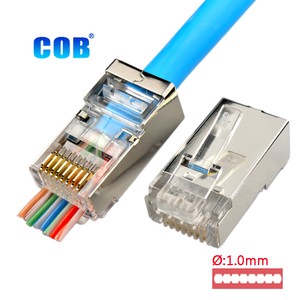 Rj45 Plug Cat6a Easy Plug Shielded STP 1Row Design CAT5E RJ45 Pass Thru Ethernet Connectors for Network