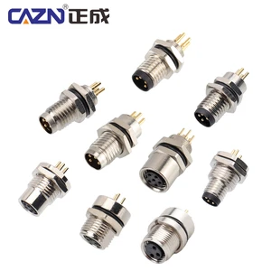 CAZN Aviation M8 Socket 3 4 5 6 8-Pin Female Solder Type Waterproof Connectors Front & Back Panel Mount Connector