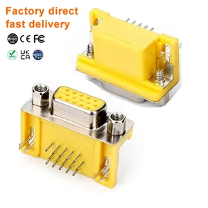 High Density D-Sub DB15 Female Right Angle PCB Connector 15Pin VGA Socket with Lock Screw for Industrial Wire Harness