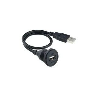 M22 USB 2.0 Panel Mount Socket, Waterproof Female Connector with Extension Cable 0.1-5M Options