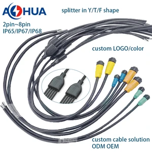 Led Lighting Customized Multiple Wires 2 PIN Male Female Waterproof Y Cable Connectors