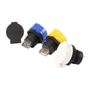 IP67 Waterproof USB 2.0 Connector Aviation Plug Circular Industrial USB Connector with Dust Cover Female Plastic Copper Plugs