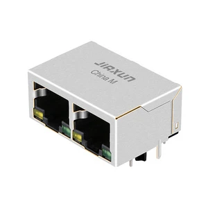 RJ45 Connector Dual Port Unshielded With Integrated Magnetics LED Ethernet Socket for Industrial Motherboards Network