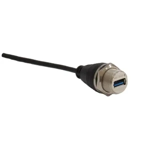 Waterproof USB 2.0 panel mount connector with type B jack