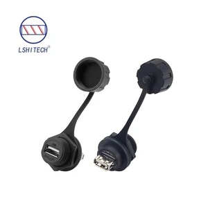 Industrial Grade Dual USB Female Ports Waterproof Connector with Nylon Housing, Suitable for Industrial and Mechanical Equipment