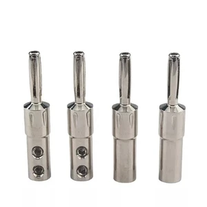YIVO XSSH Audio DIY 4mm Hole Brass Solderless Male Rhodium Banana Connector Plug HiFi Audio Adapter Jack High-End Connectors