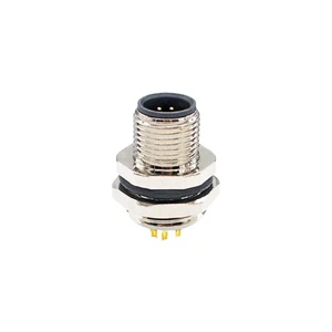 M12 3Pin Male Back Panel Mount Solder Cup Connector Electrical PCB Mount Connector with PG9 Thread Product Type Connectors