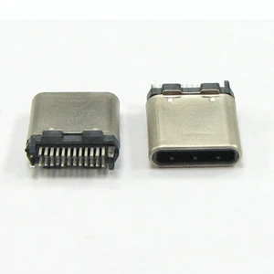 USB 3.1 Type C Male Connector with GND Latch Gold Contact Vertical Mount Convenient Accessory for Quick Soldering Without PCB