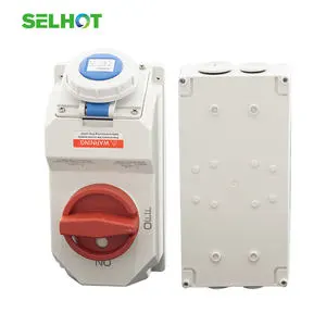 Waterproof Industrial Plug Socket Mechanical Interlock Power Switched Brass Contacts PC Housing Heavy Duty Equipment