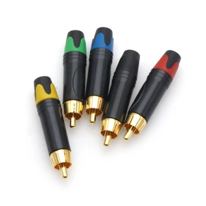 Gold Plated Single RCA Audio Video Plug Tekli Male Adapter 2P Copper Nickel Welding Head ABS Speaker Amplifier AV Wiring Plug