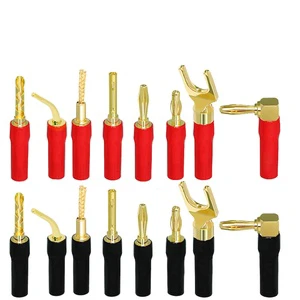 Soft Aluminum Alloy Audio Adapter Banana Plug Horn Line 4mm Copper Gold Plating/Six Leaves/Serrated Speaker Banana Head Sound