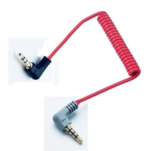 Red 90 Degree Right Angle 3.5mm Spiral Audio Cable PVC Jacket Gold Plated Connector DC3.5 To 3Pole To 3 / 4 Pole For Microphone