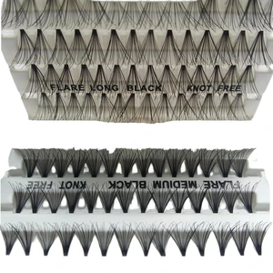 Handmade Synthetic Hair Thick Flare Cluster Knot Free 56 Clusters Fluffy Plastic Individual Lashes Curl C Wholesale