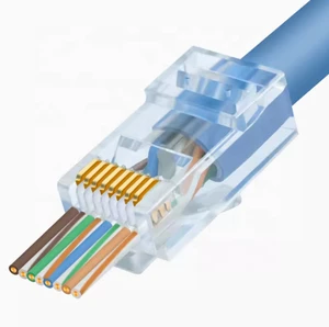 Network cable RJ45 connector Perforated network cable connector Gold-plated network cable RJ45 connector