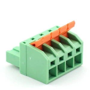 Dual Row Direct Insertion 5.08mm Spacing Spring Type Stainless Steel 4-Position 300V 16A PCB Terminal Block