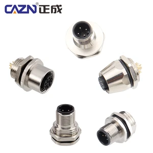 M12 Metal Male Female Front Mount Socket Waterproof Solder Screw P9 2 3 4 5 6 8 12 Pin Receptacle Straight Circular Connectors