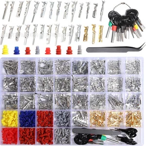 Keynew 950Pcs Copper Electrical Pin Connectors Auto Wire Terminals 1/1.5/1.8/2.2/2.3/2.5/2.8/3.5mm Boxed