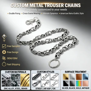 Multi-Layer Customizable Metal Hook Punk Gothic Pocket Skull Jeans Pant Wallet Biker Trouser Metal Belt Link Chain Accessories
