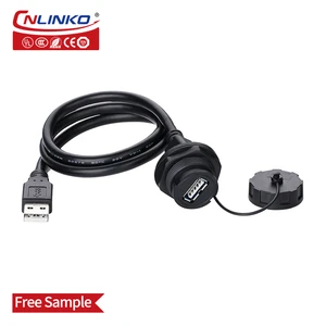 CNLINKO USB 2.0 Plug Socket IP68 Waterproof Aviation Panel Mount Usb Connector