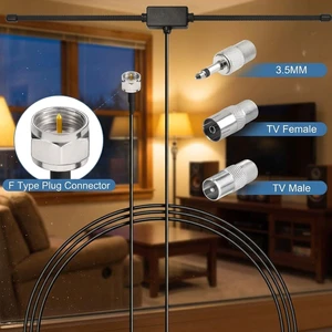 Adhesive Mount FM Radio Dipole Antenna Stereo Indoor For Onkyo Yamaha Marantz For Wave Music System Home Theater AV Audio Video