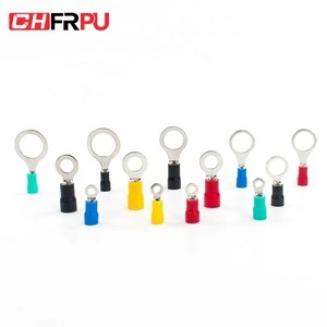 CHFRPU PVC Insulated Ring Terminal Copper Brass Connector Electrical Crimp Ring Ferrule Bolt-on Insulated Terminal