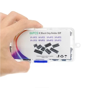 66 Pieces IC Chip Holder IC Socket Chip Base Sample Set with 8 Different Specifications (6P - 28P)