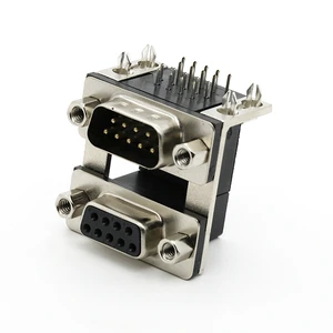 Right Angle Dip Type D-SUB 9Pin Male To DB GVA 9Pin Female Connector