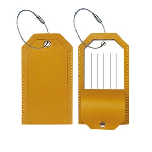 Durable PU Leather Suitcase Identity Tag With Secret Window Steel Wire Loop Wholesale Bulk Branded for International Flight Bag