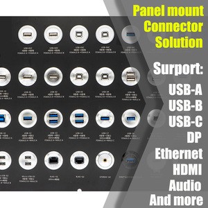 Metal USB Panel Mount Connector USB C Panel Mount Connector Adapter Ethernet Connector Customizable