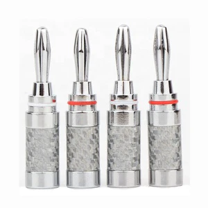 High quality carbon fiber rhodium plated 4mm Banana plug speaker connector for Audio & Video