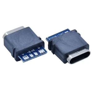Waterproof IPX7 USB Type C 3.0 Port 14 Pin 4 Pad Full Plastic Waterproof Connector One-piece USB C Charger Female with PCB